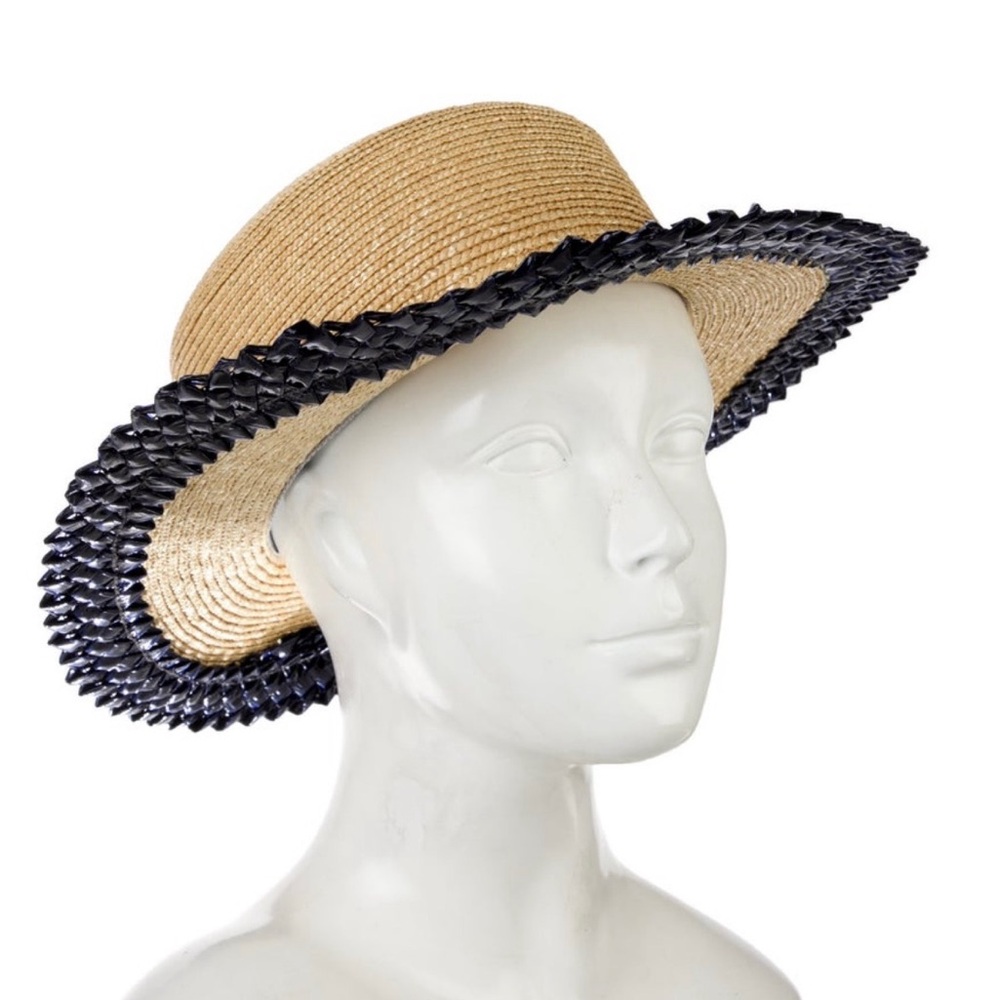 Gigi Burris Italian Sunhat with dark navy trim